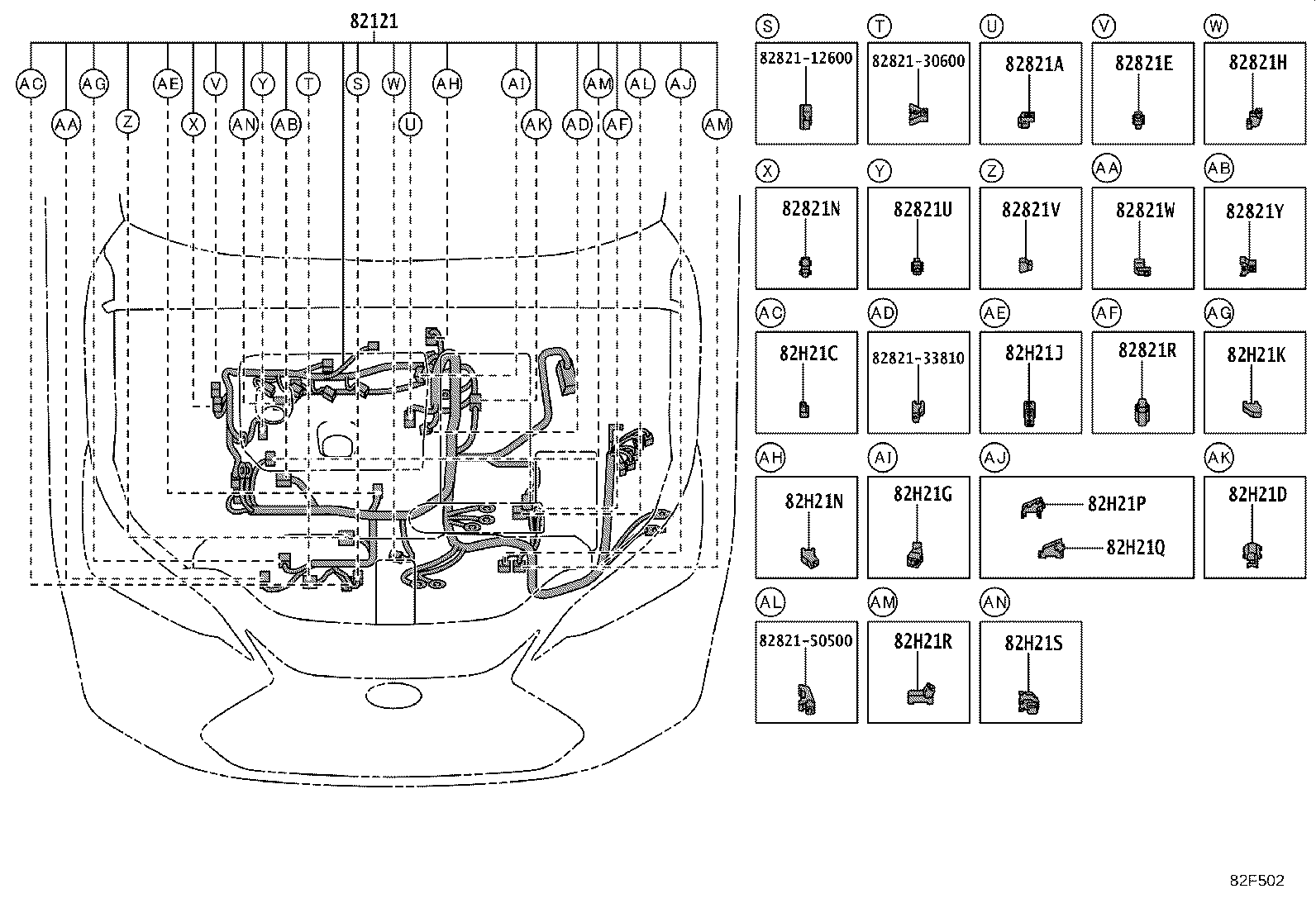 82192-F6060 WIRE, FRONT SEAT, LH product image