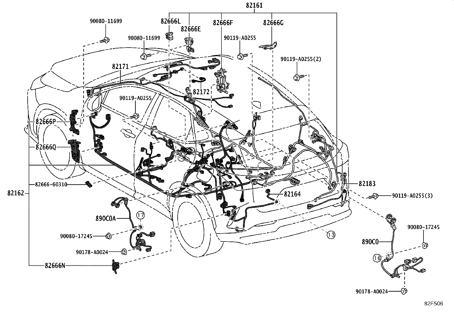 82192-F6060 WIRE, FRONT SEAT, LH product image
