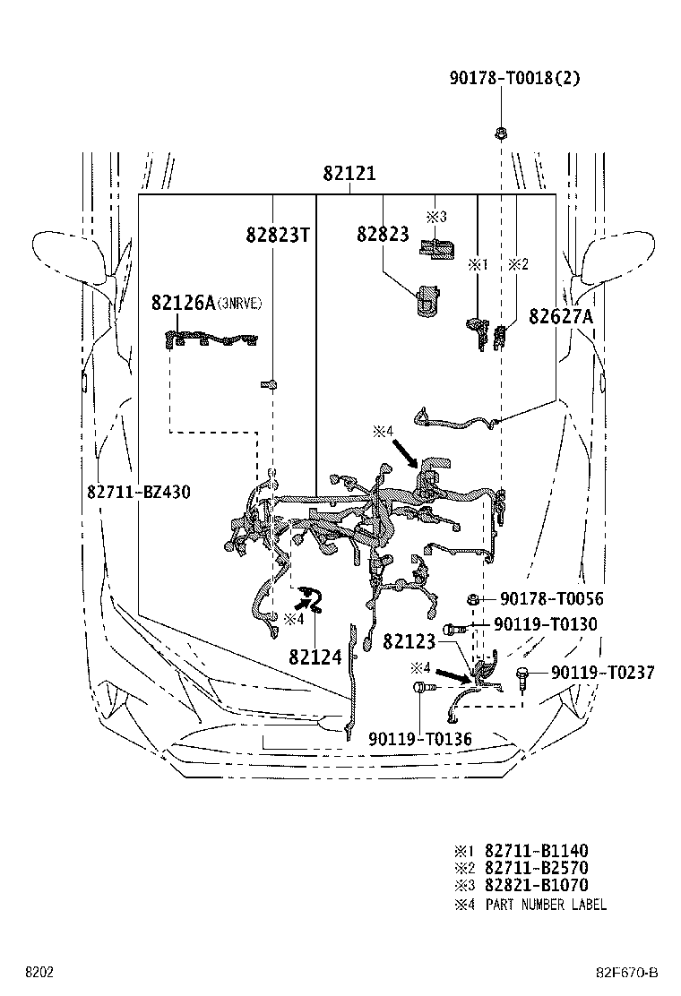 82124-BZ030 WIRE, ENGINE, NO.4 product image