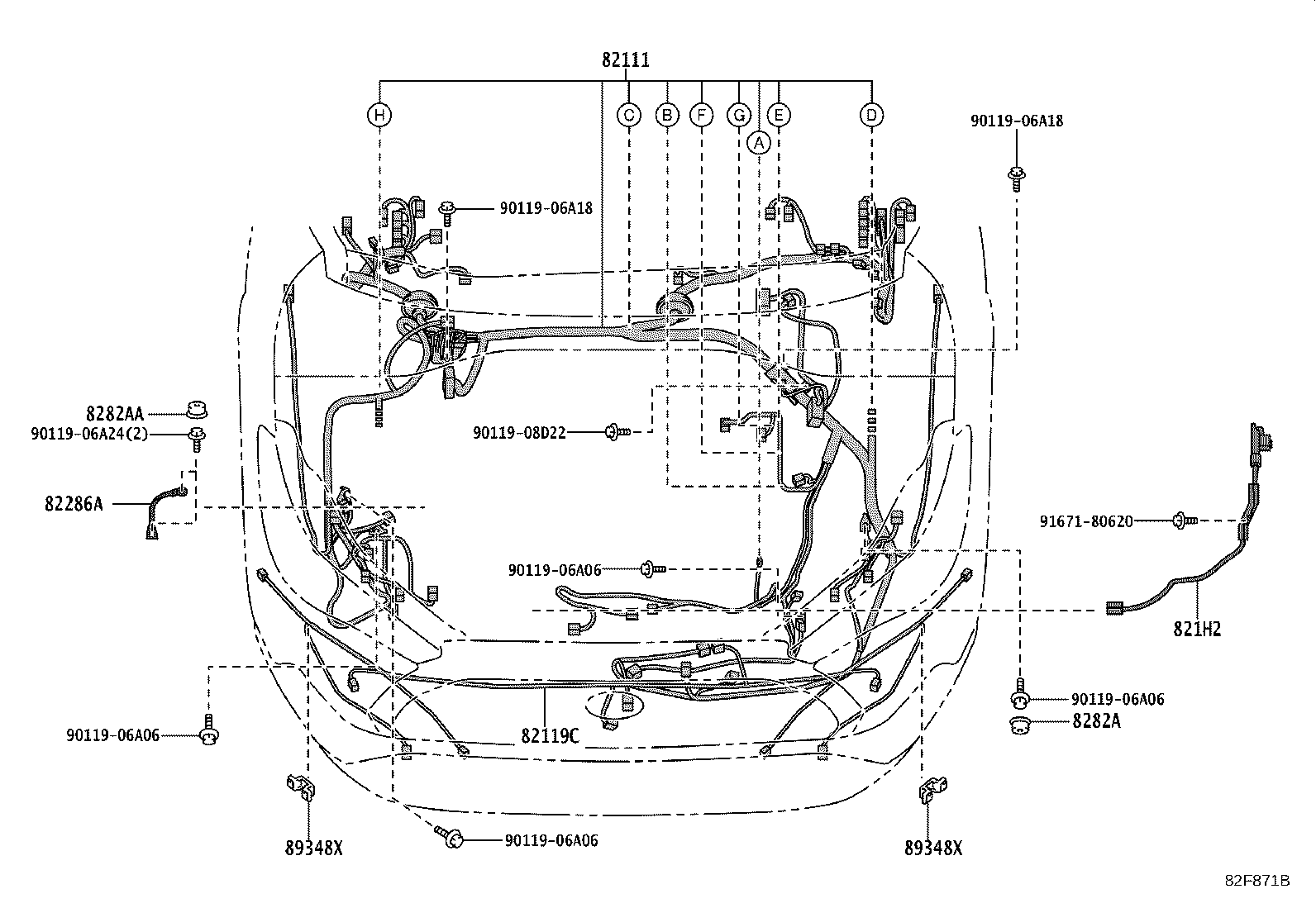 82151-16870 WIRE, FRONT DOOR, RH product image
