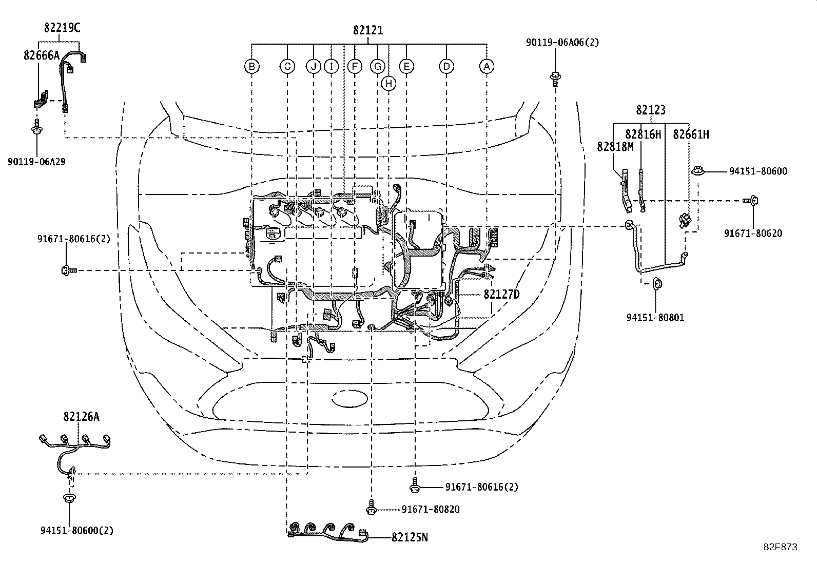 82151-16870 WIRE, FRONT DOOR, RH product image