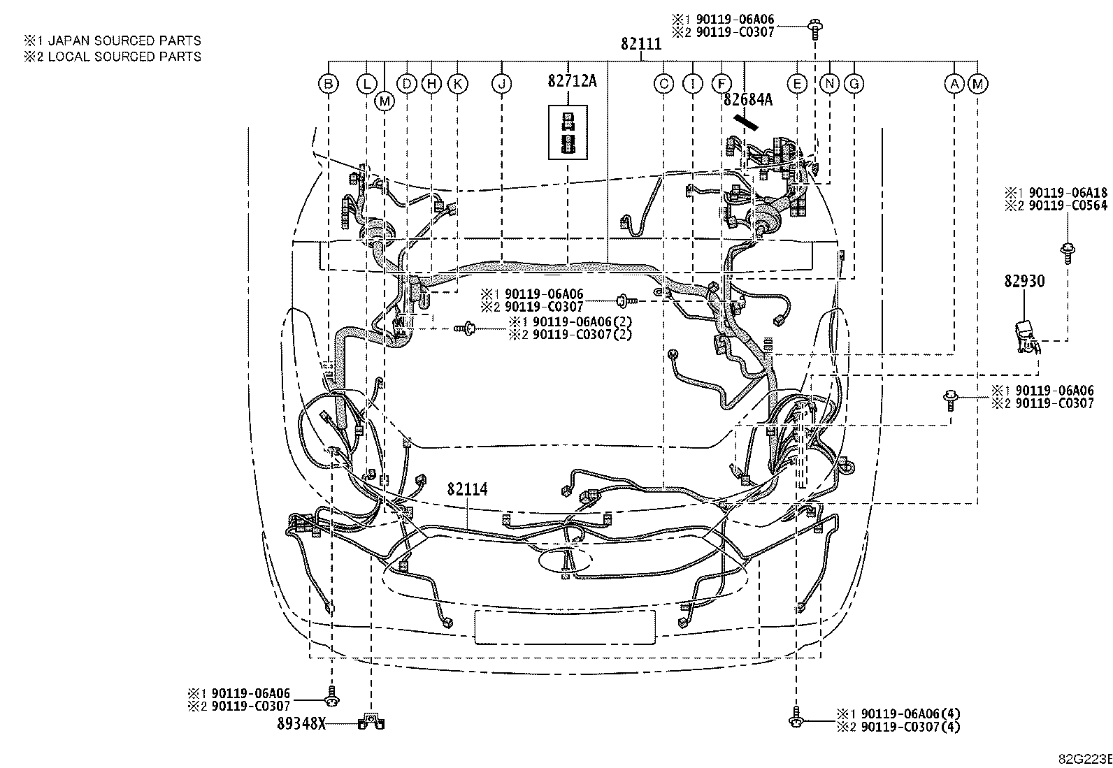 82154-0E720 WIRE, REAR DOOR, NO.2 product image