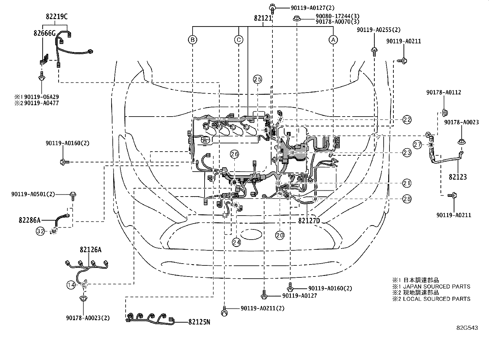 82151-0AF20 WIRE, FRONT DOOR, RH product image