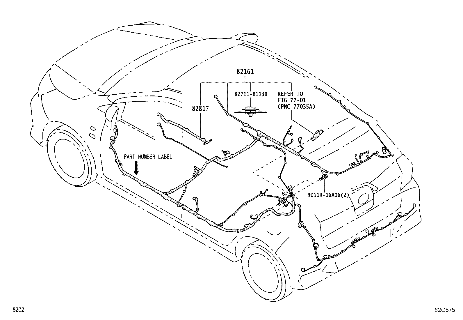 82153-BZ610 WIRE, REAR DOOR, RH product image