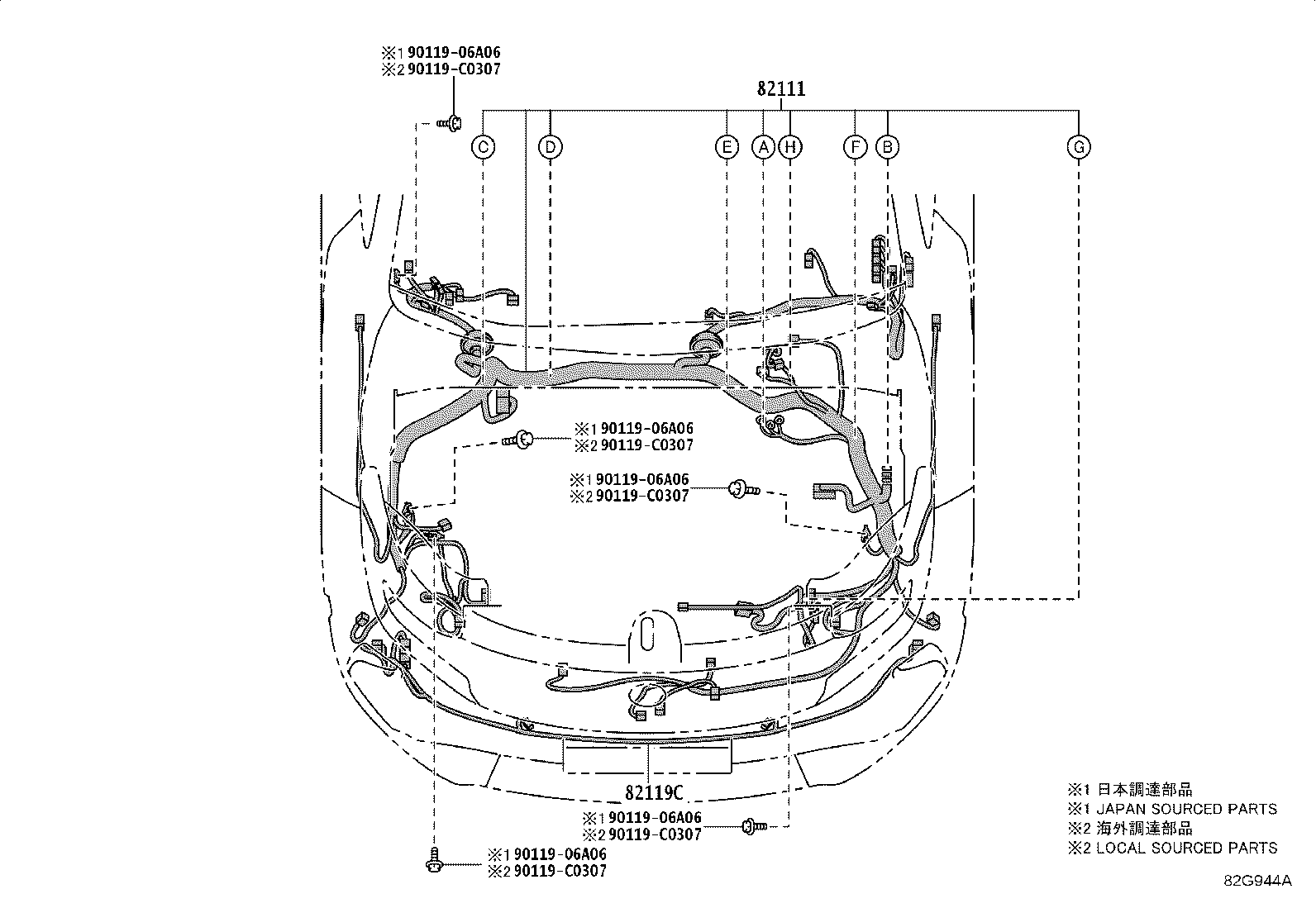 82191-02280 WIRE, FRONT SEAT, RH product image