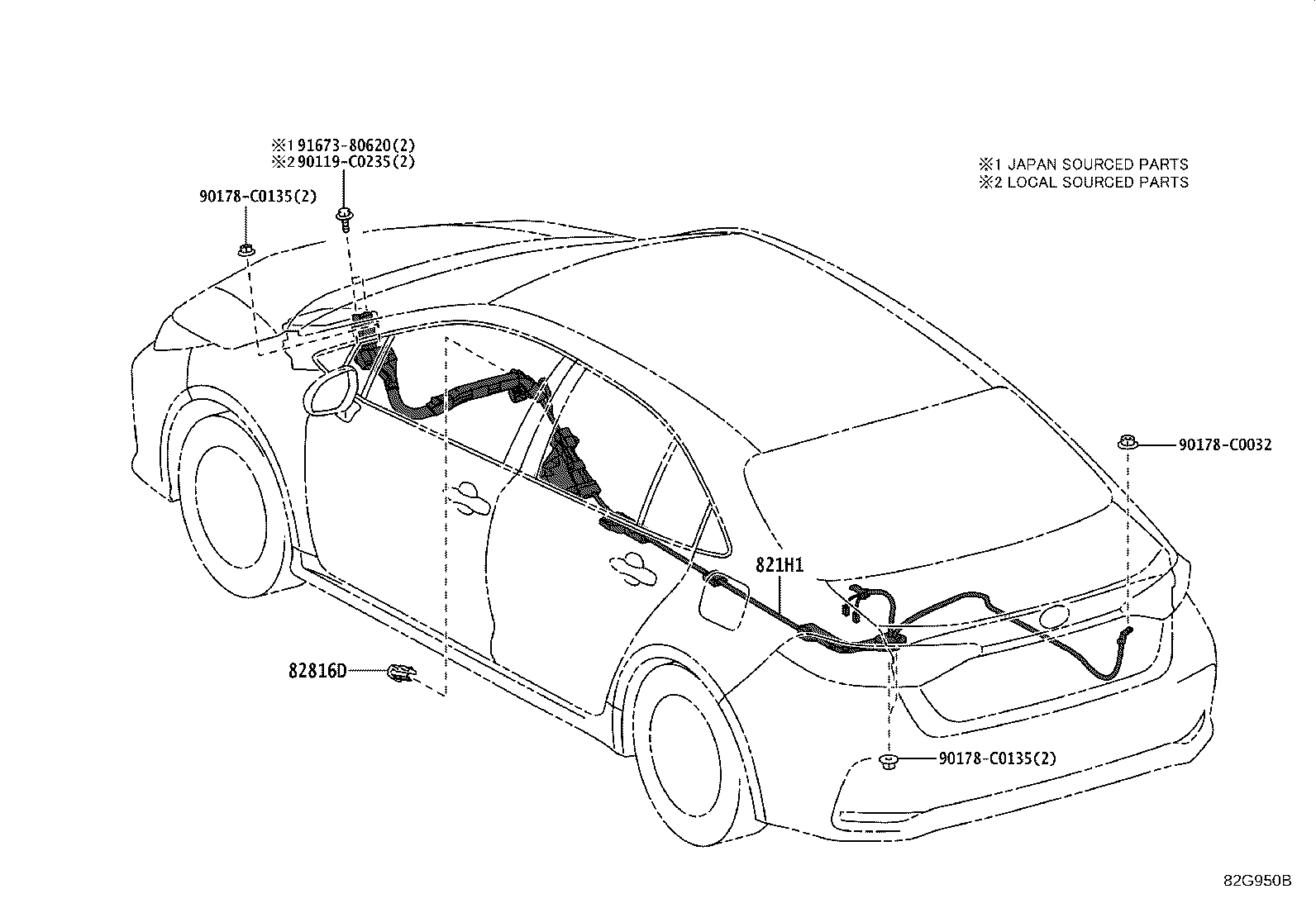 82191-02280 WIRE, FRONT SEAT, RH product image