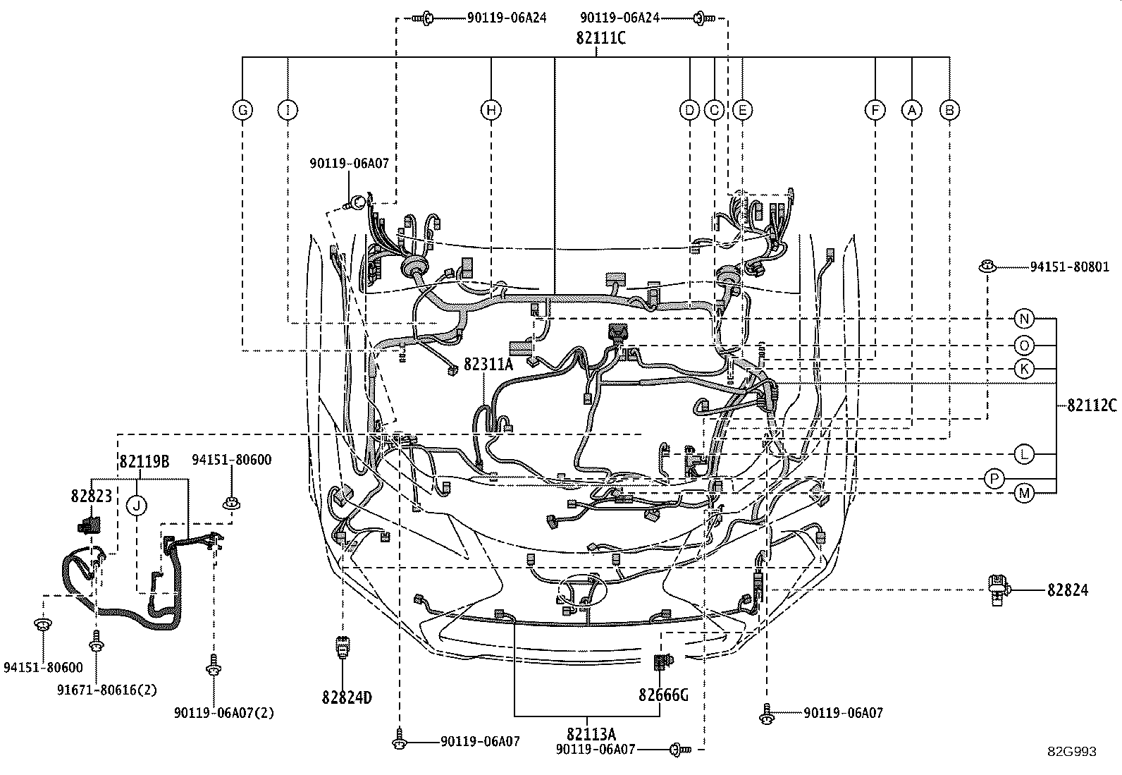 82111-76X60 WIRE, MOTOR COMPARTMENT, MAIN product image