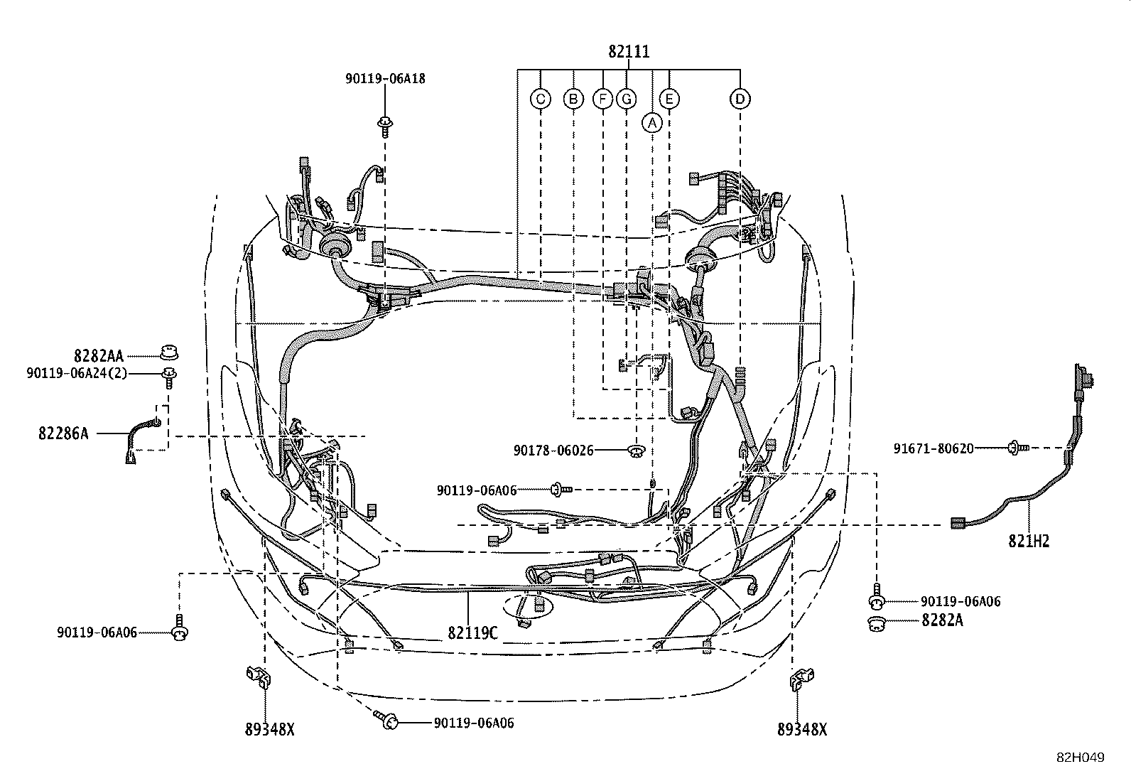 82151-16870 WIRE, FRONT DOOR, RH product image