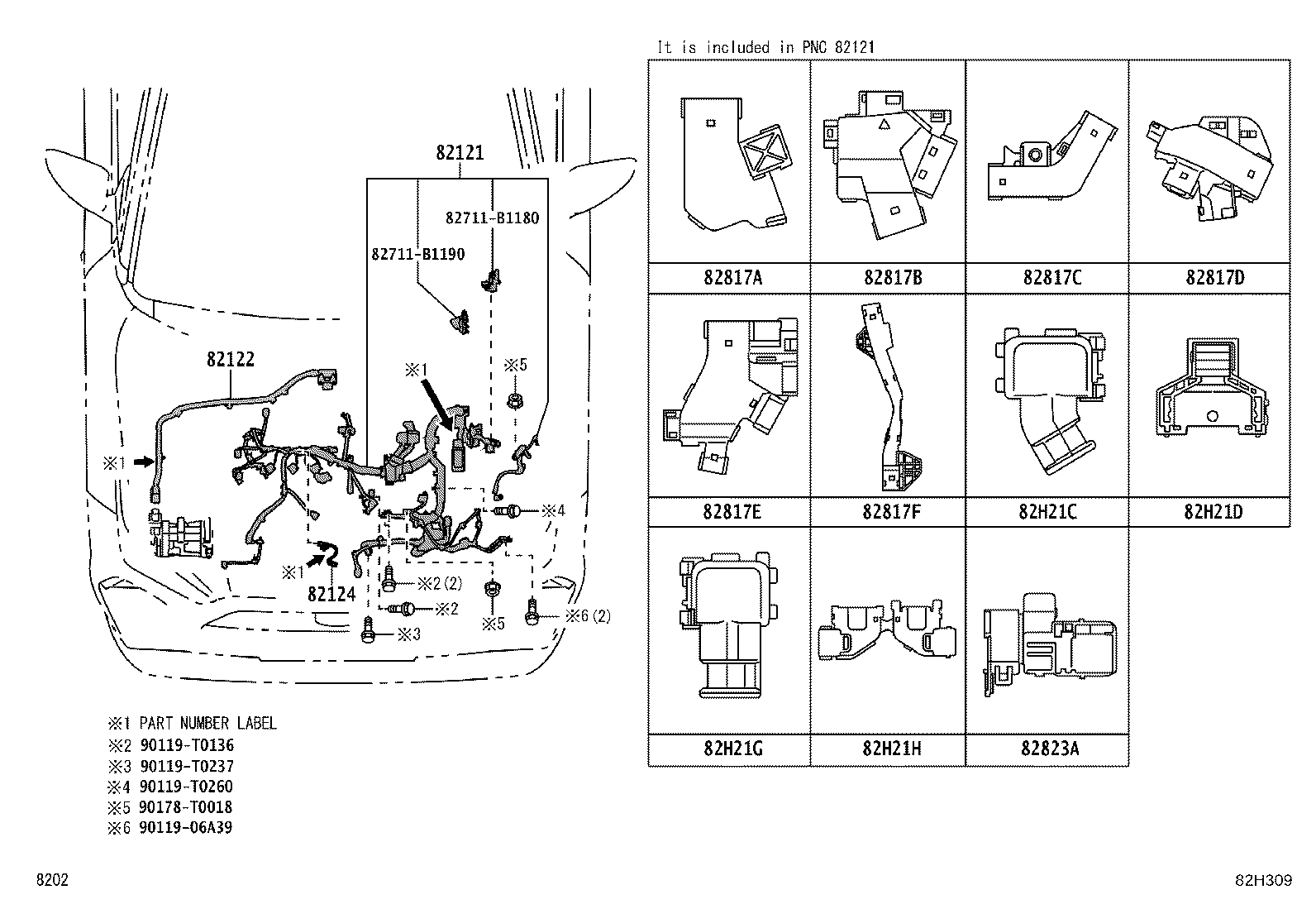 82124-BZ030 WIRE, ENGINE, NO.4 product image