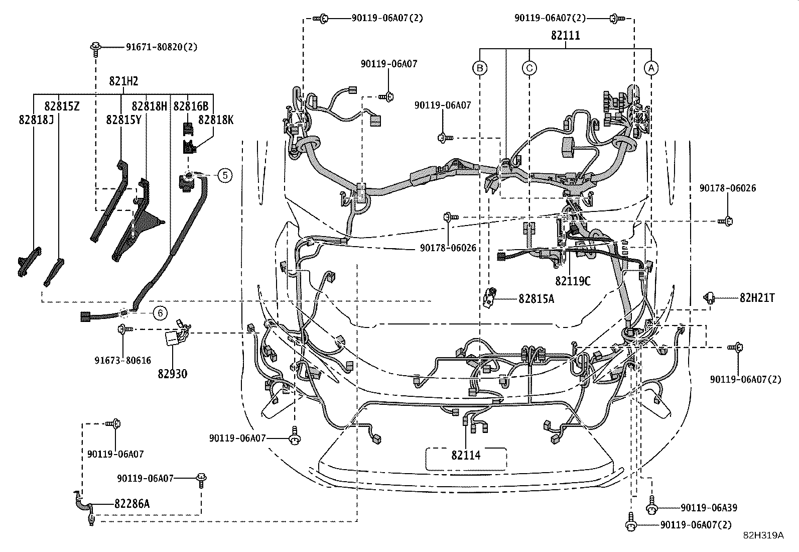 82817-V2B50 PROTECTOR, WIRING HARNESS, NO.1 product image