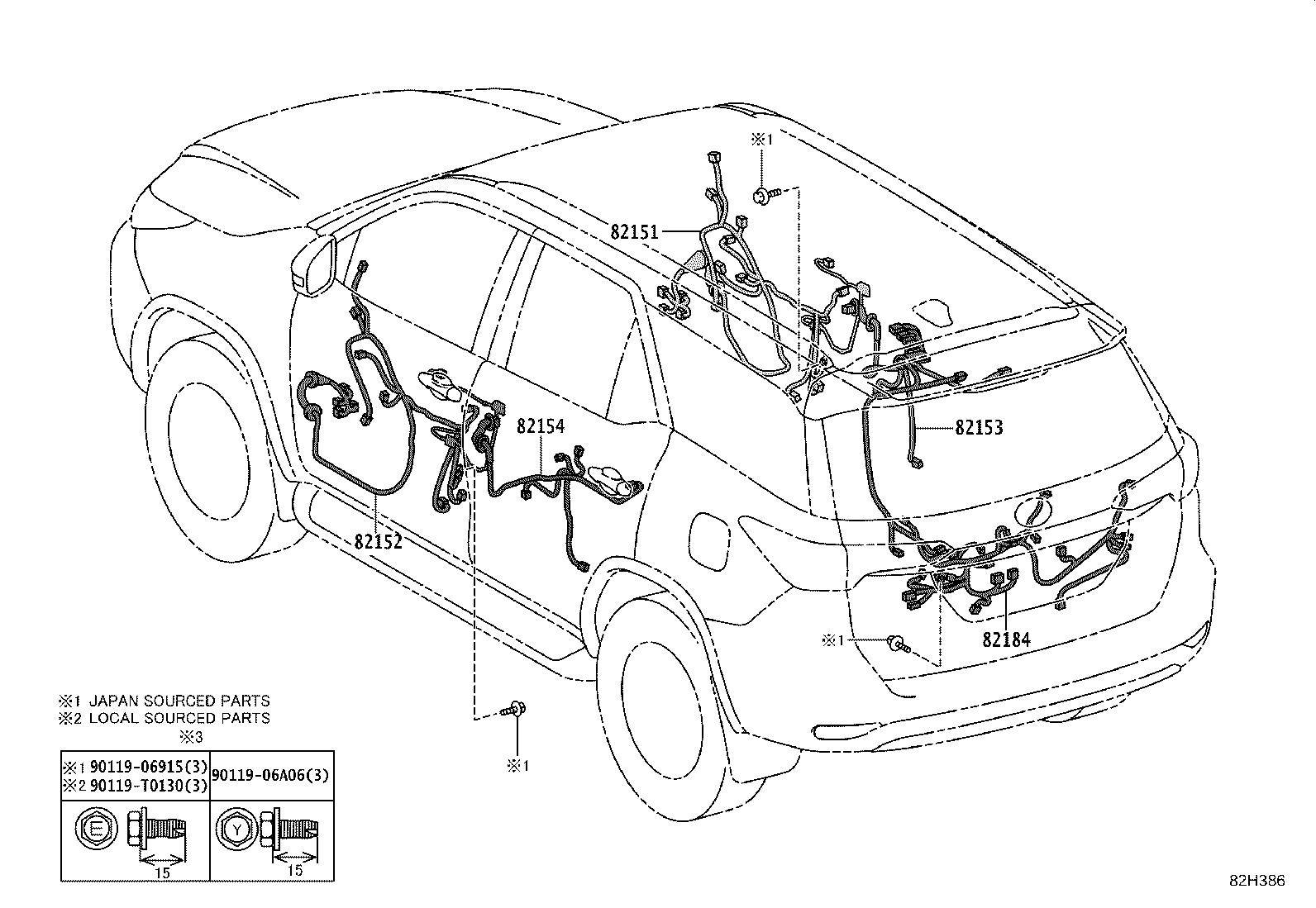 82154-KK780 WIRE, REAR DOOR, NO.2 product image
