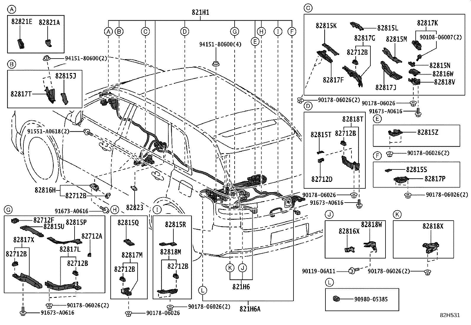 82154-40190 WIRE, REAR DOOR, NO.2 product image
