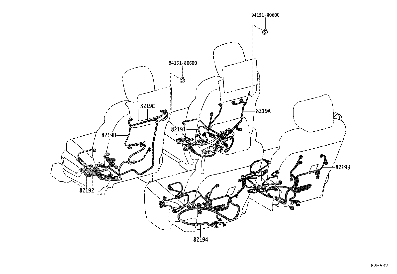 82154-40190 WIRE, REAR DOOR, NO.2 product image