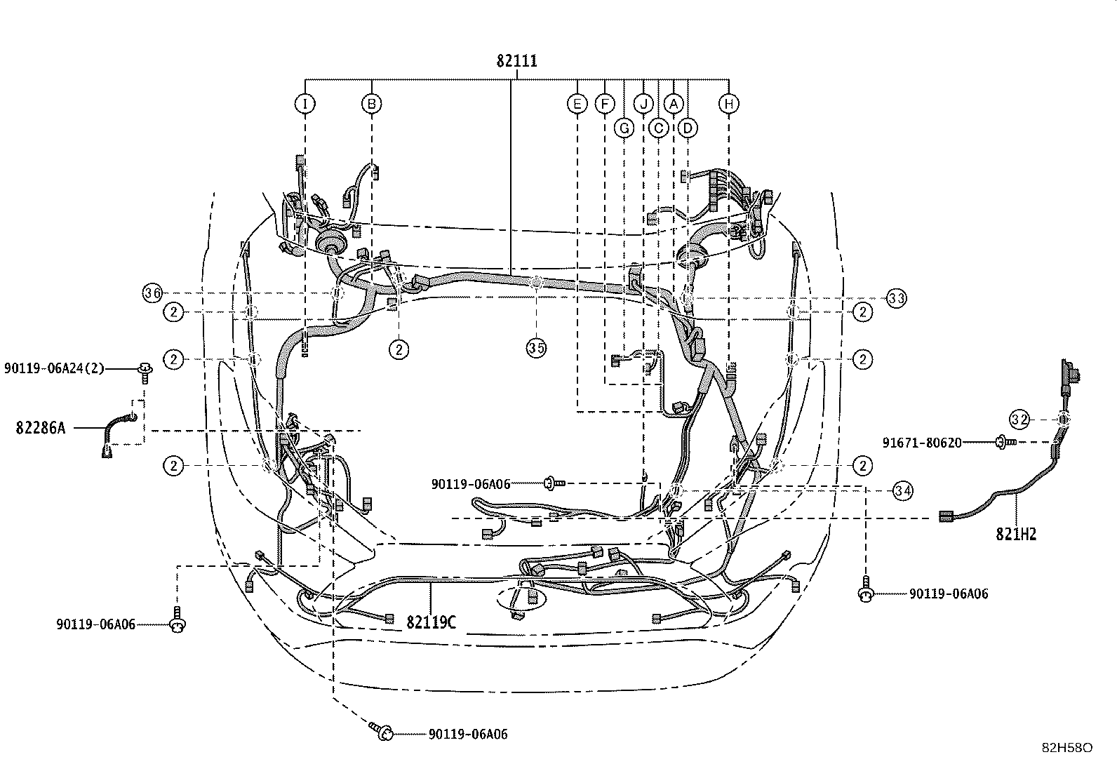 82151-16720 WIRE, FRONT DOOR, RH product image