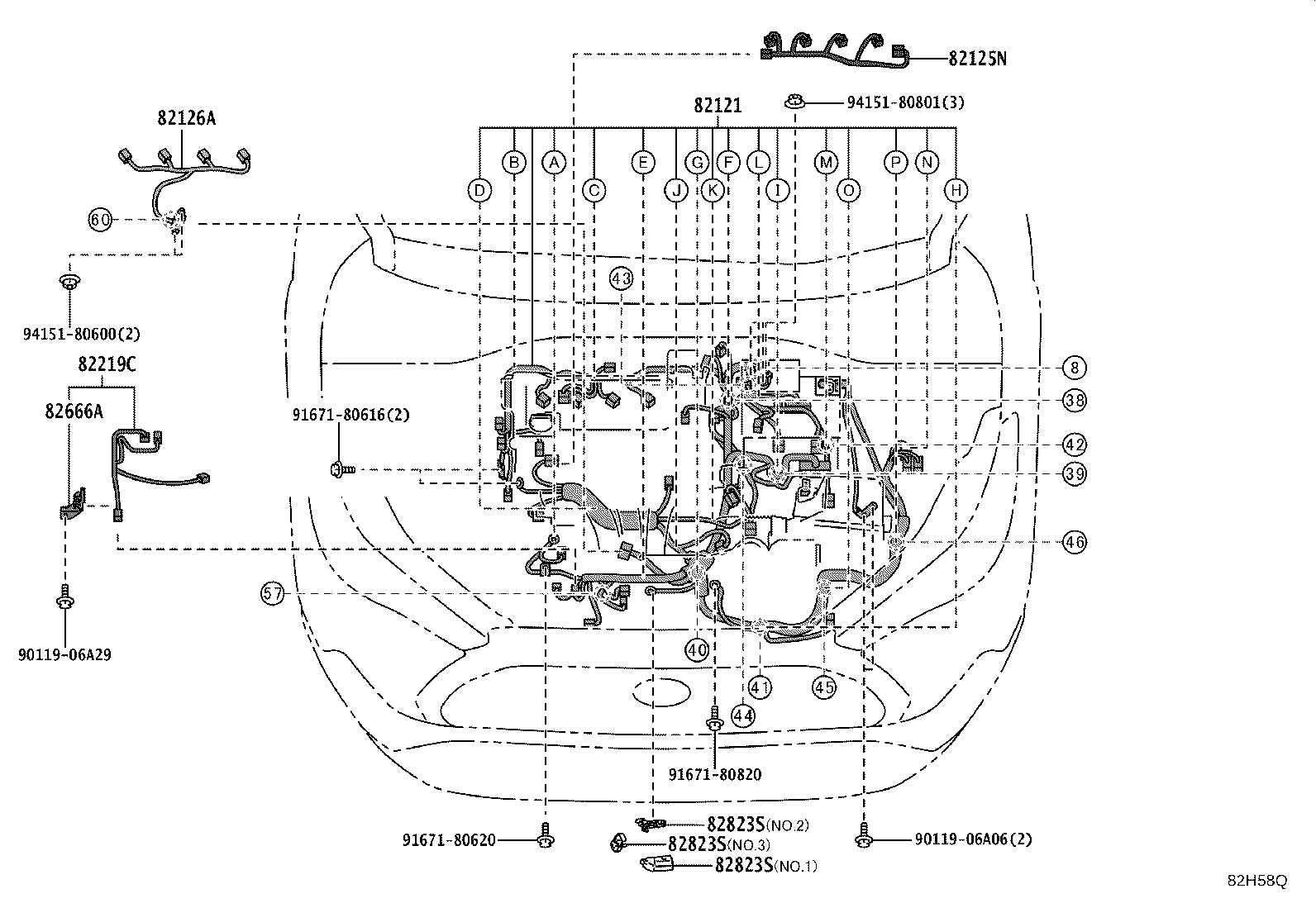 82151-16720 WIRE, FRONT DOOR, RH product image