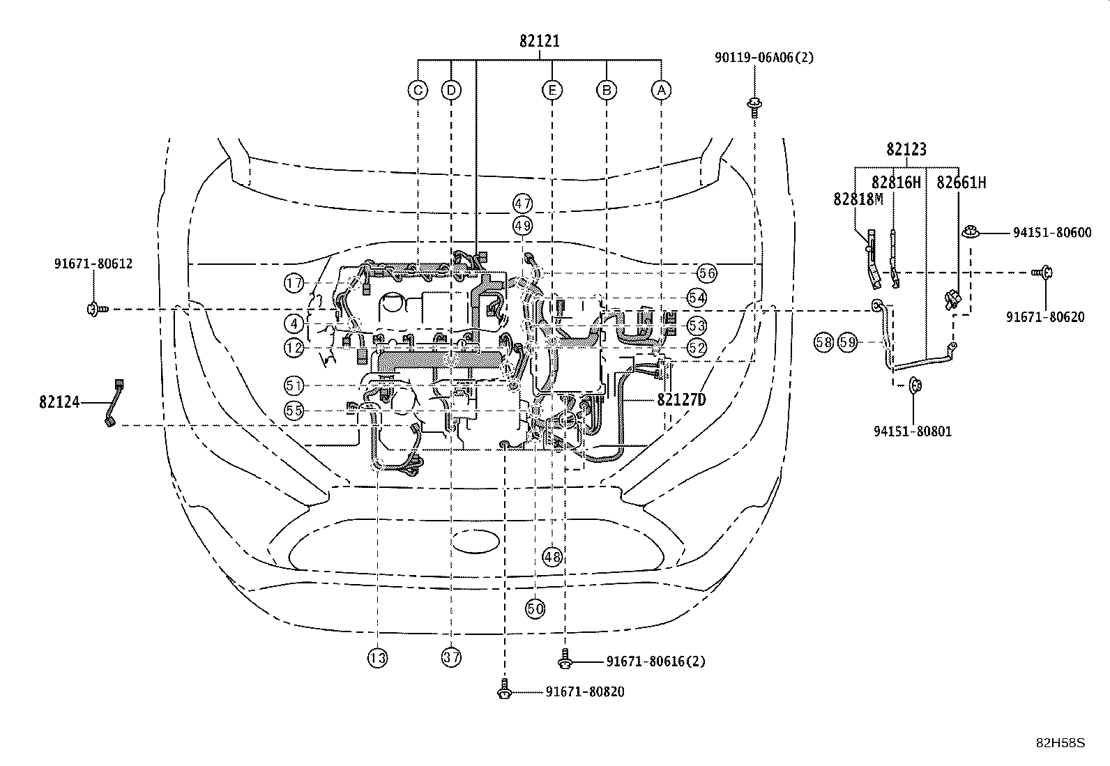 82151-16720 WIRE, FRONT DOOR, RH product image