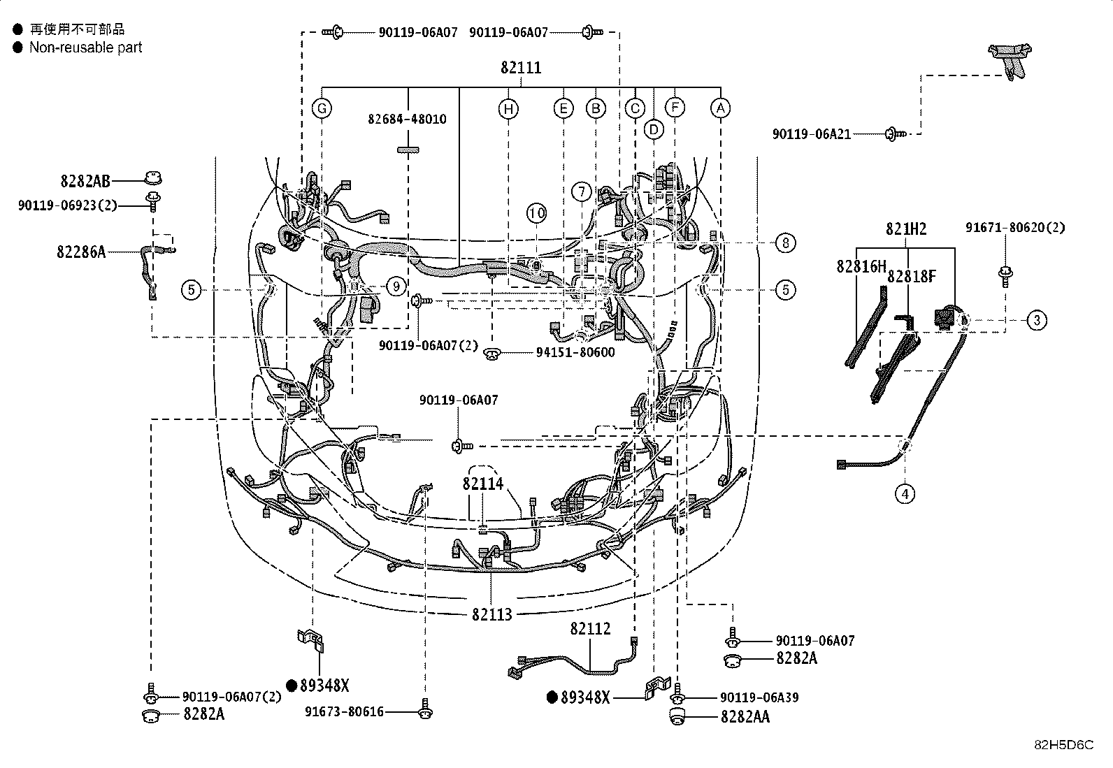 82140-52220 WIRE, INSTRUMENT PANEL, NO.2 product image