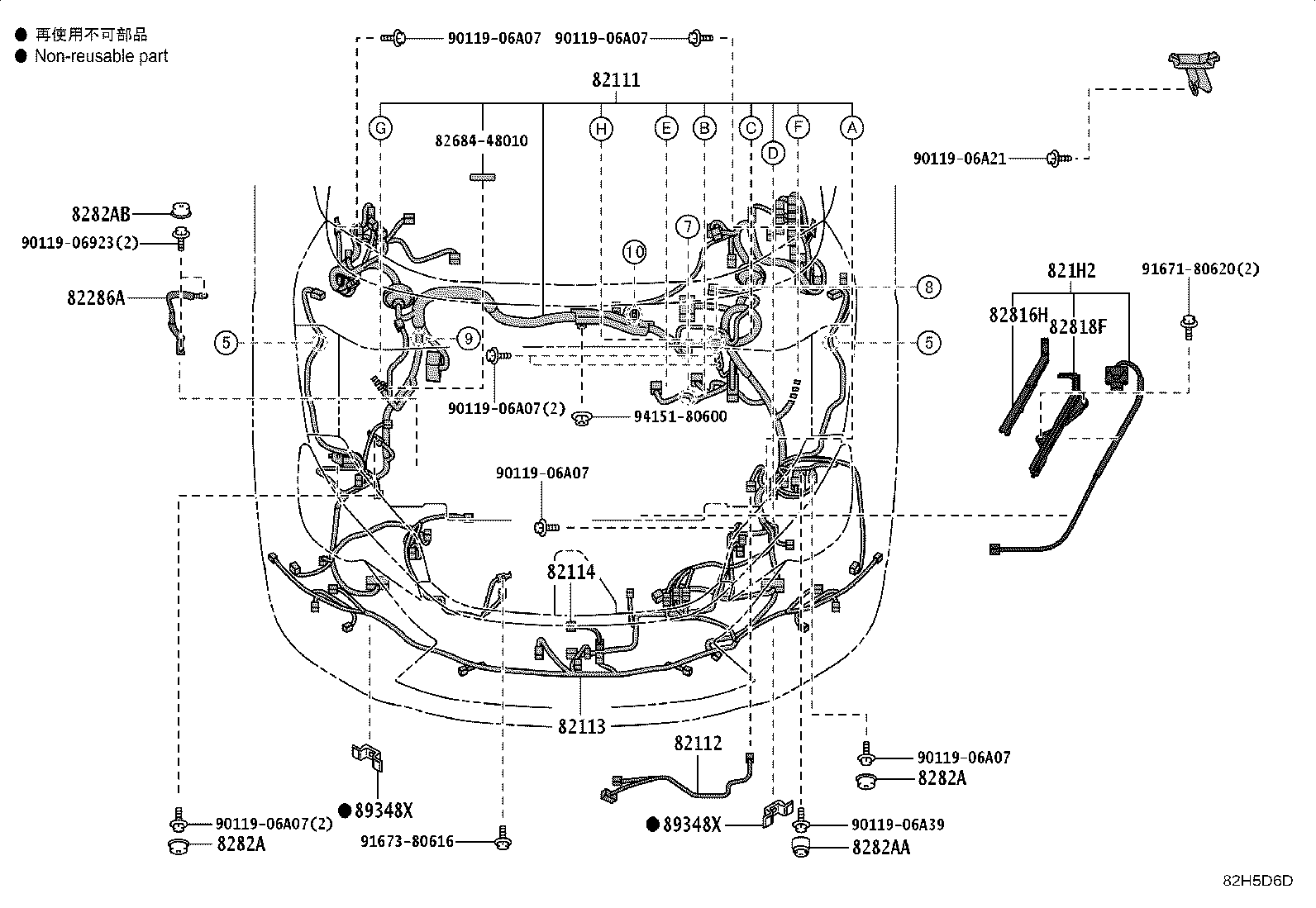 82140-52220 WIRE, INSTRUMENT PANEL, NO.2 product image
