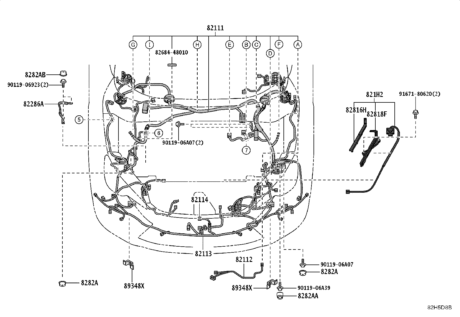 82140-52220 WIRE, INSTRUMENT PANEL, NO.2 product image