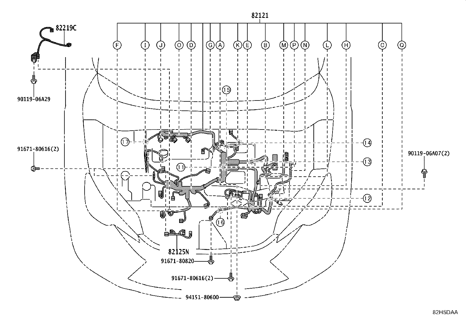 82140-52220 WIRE, INSTRUMENT PANEL, NO.2 product image