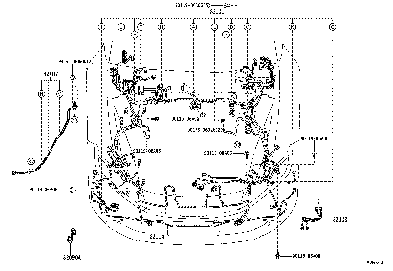 82153-30F20 WIRE, REAR DOOR, NO.1 product image