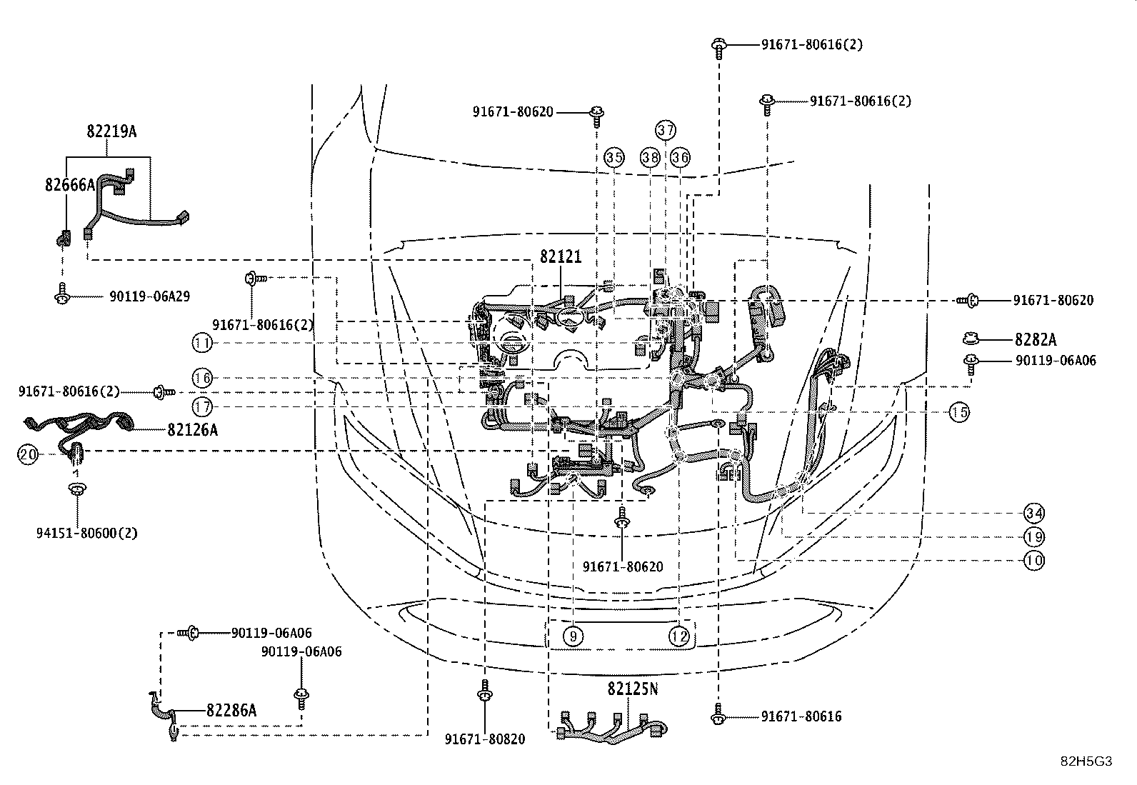 82153-30F20 WIRE, REAR DOOR, NO.1 product image