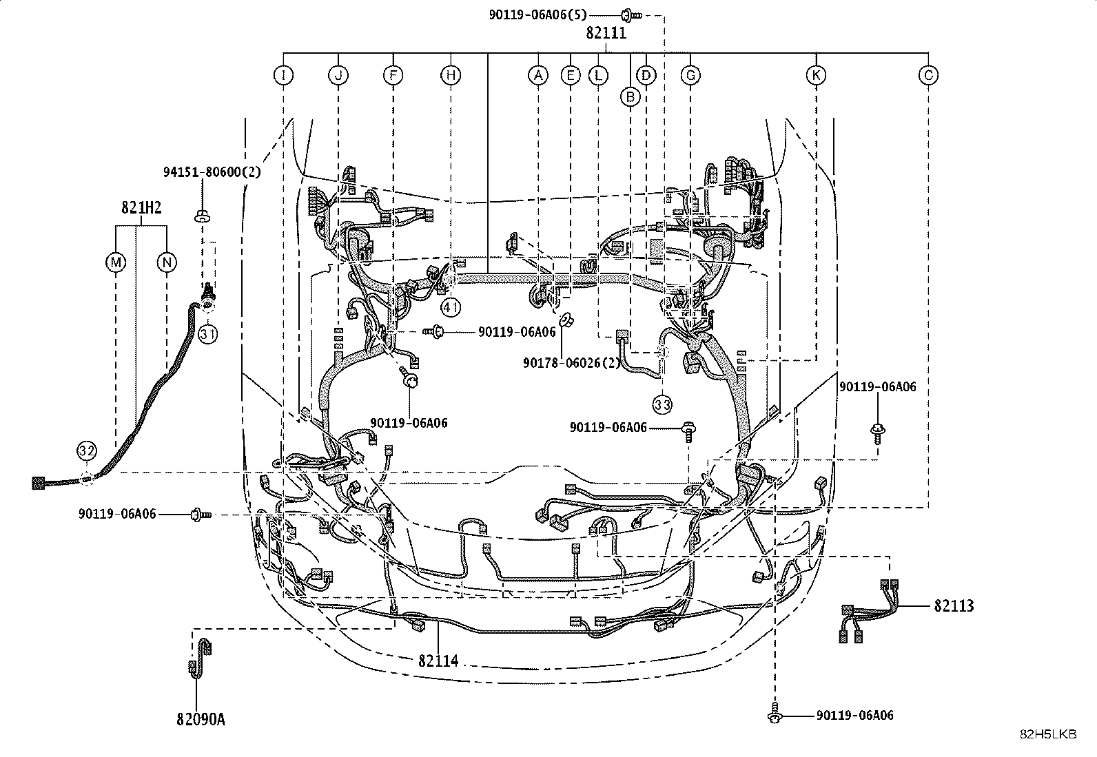 82154-30C80 WIRE, REAR DOOR, NO.2 product image