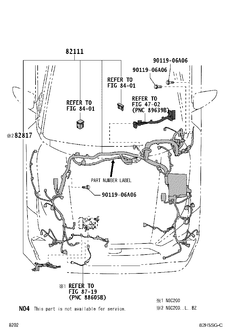 82124-BZ070 WIRE, ENGINE, NO.4 product image