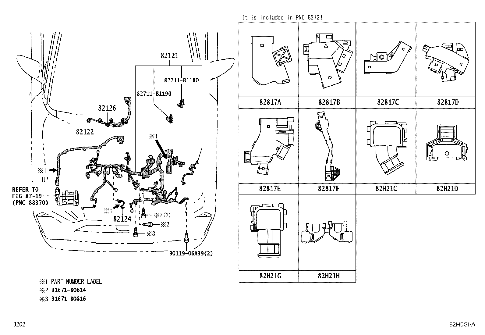 82124-BZ070 WIRE, ENGINE, NO.4 product image