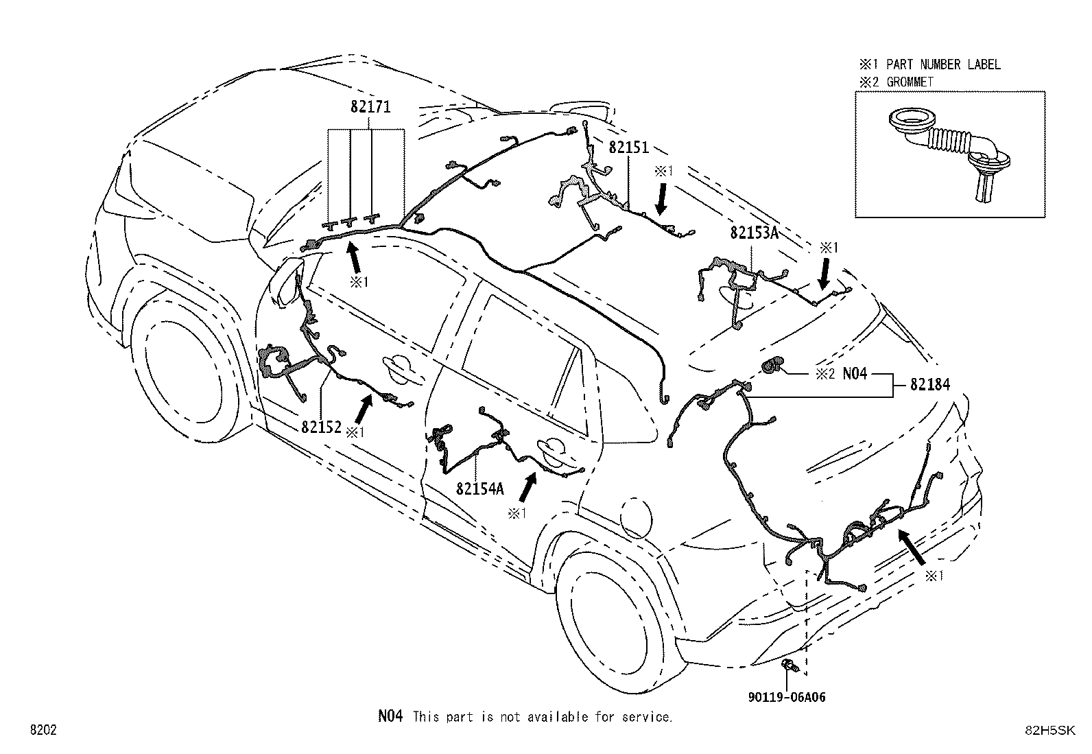 82124-BZ070 WIRE, ENGINE, NO.4 product image