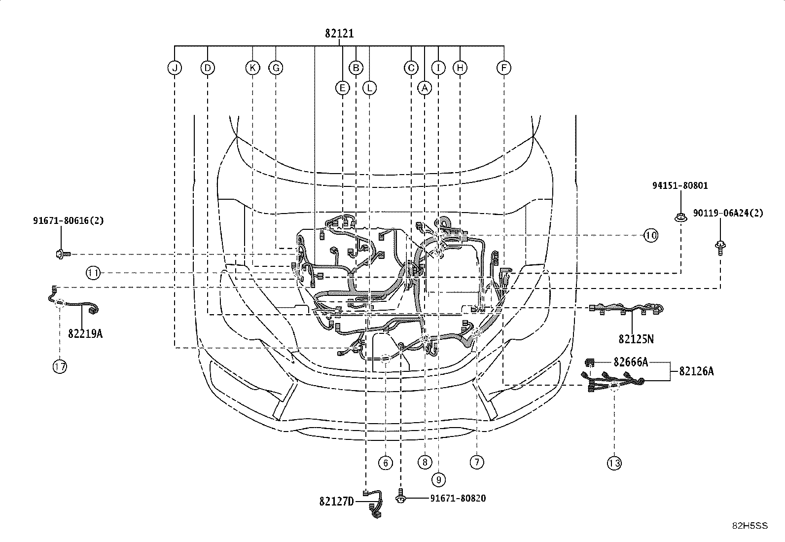 82154-52810 WIRE, REAR DOOR, NO.2 product image