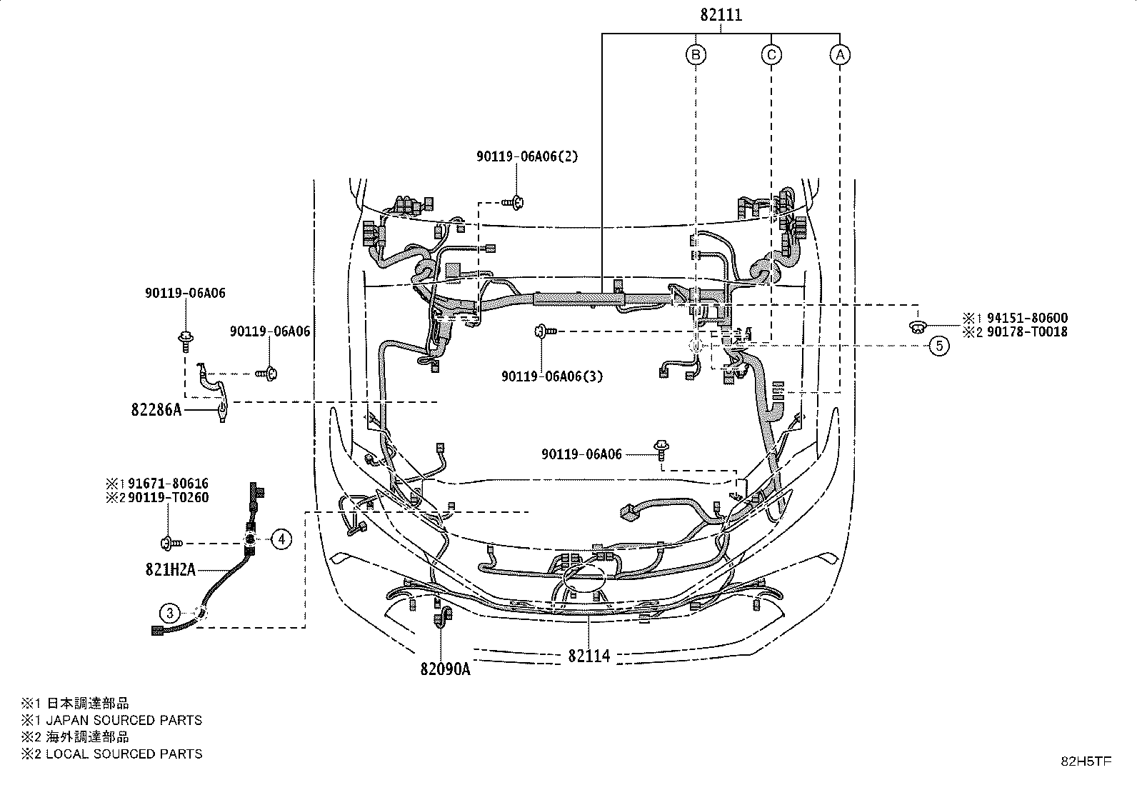 82712-47450 SUPPORT, WIRING HARNESS product image