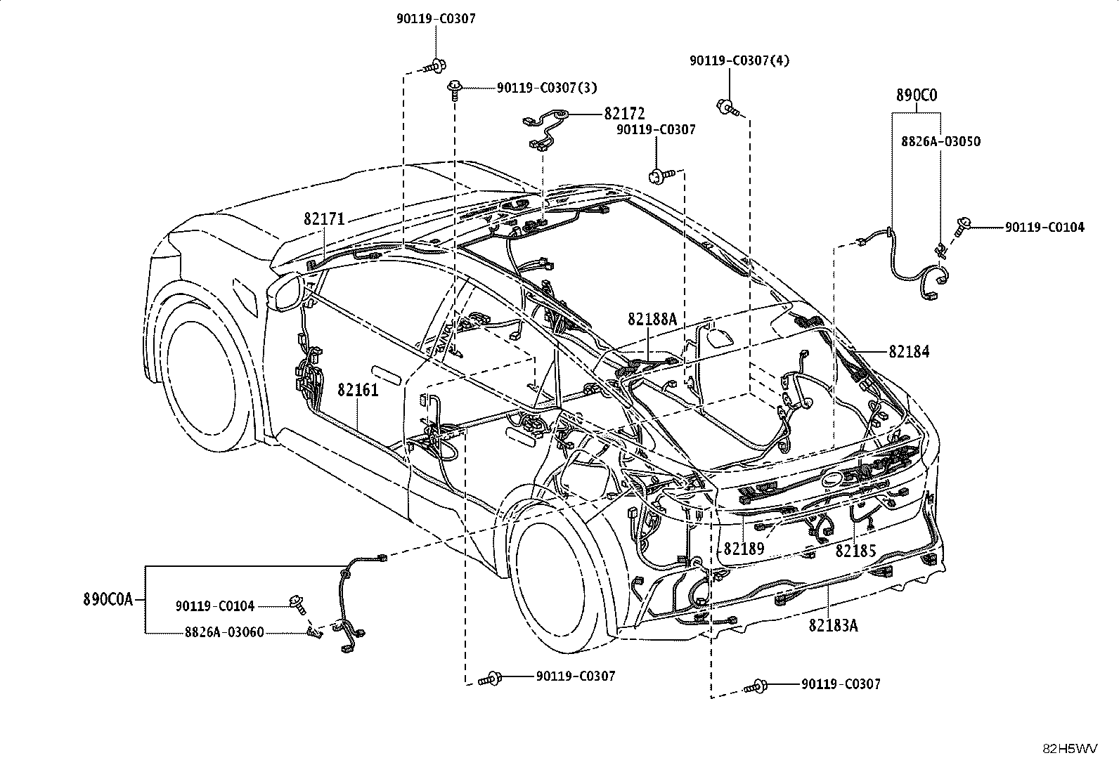 82111-03120 WIRE, MOTOR COMPARTMENT, MAIN product image