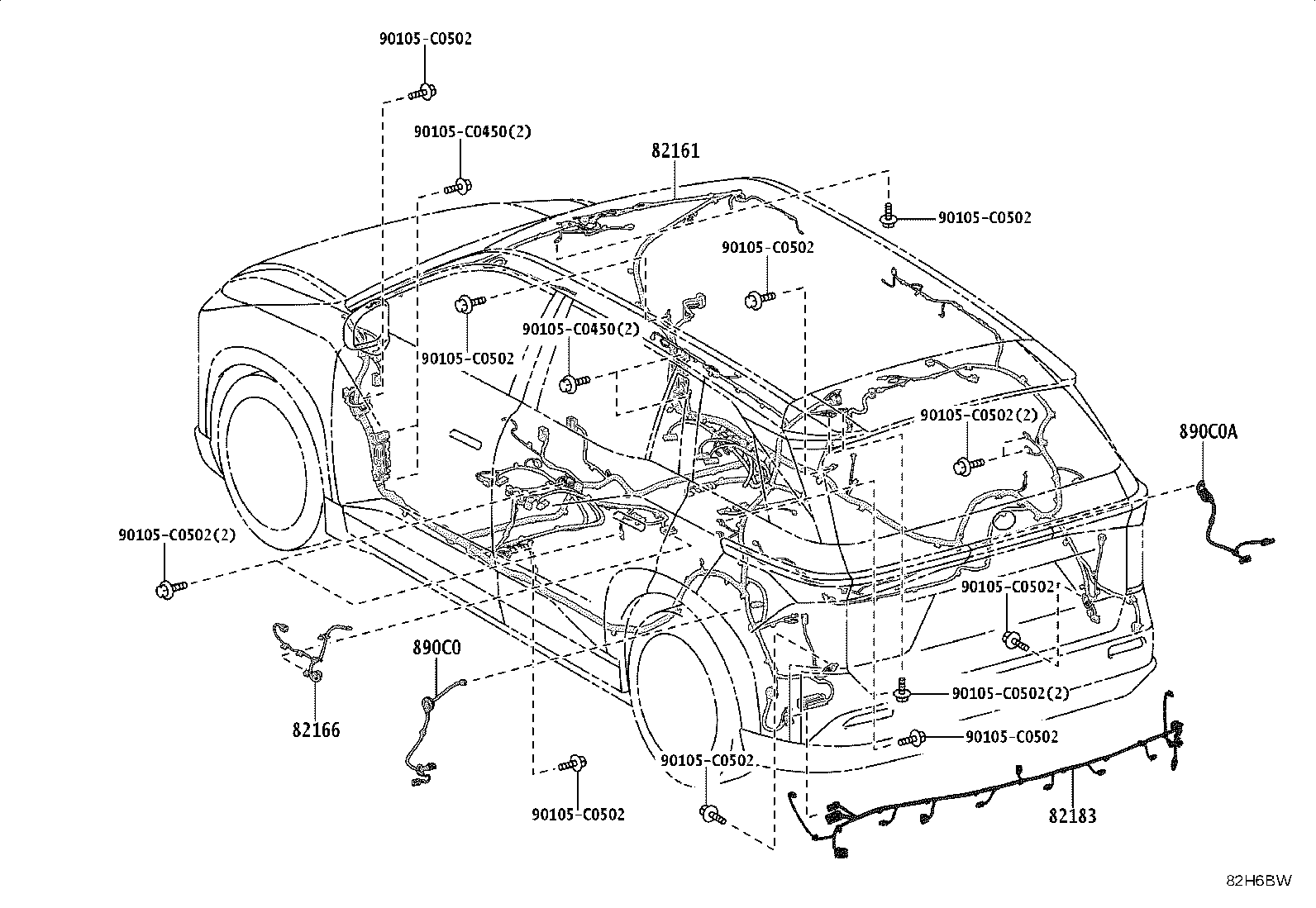 82191-YL070 WIRE, FRONT SEAT, RH product image