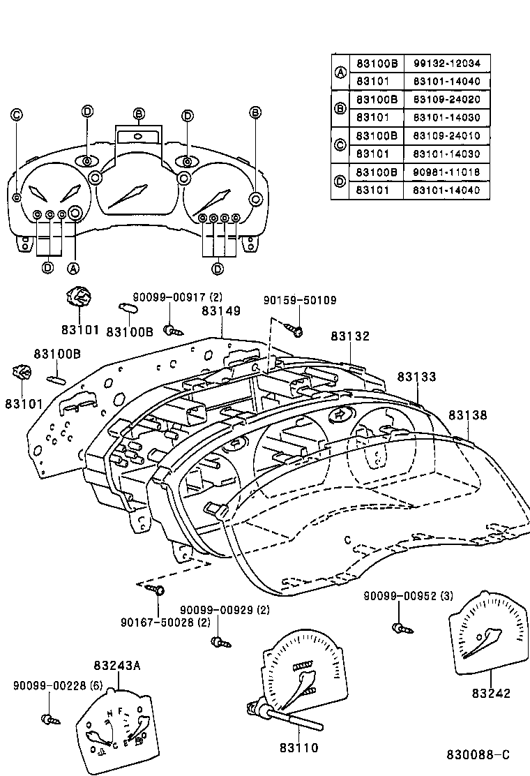 83852-0A010 GLASS, SPEEDOMETER product image