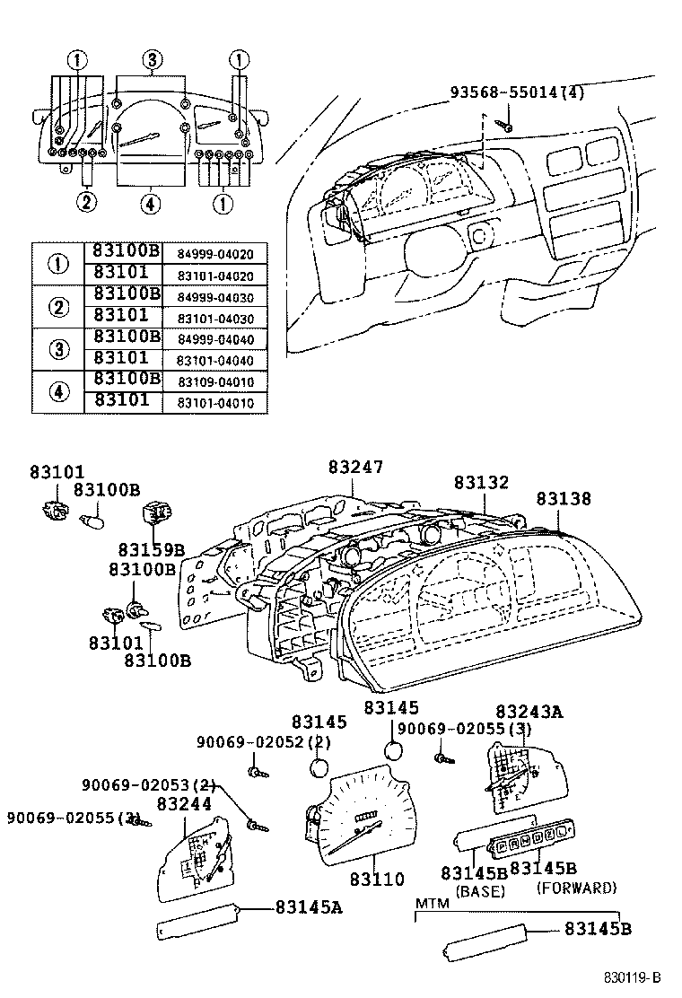 Toyota 83110-04100 SPEEDOMETER ASSY
