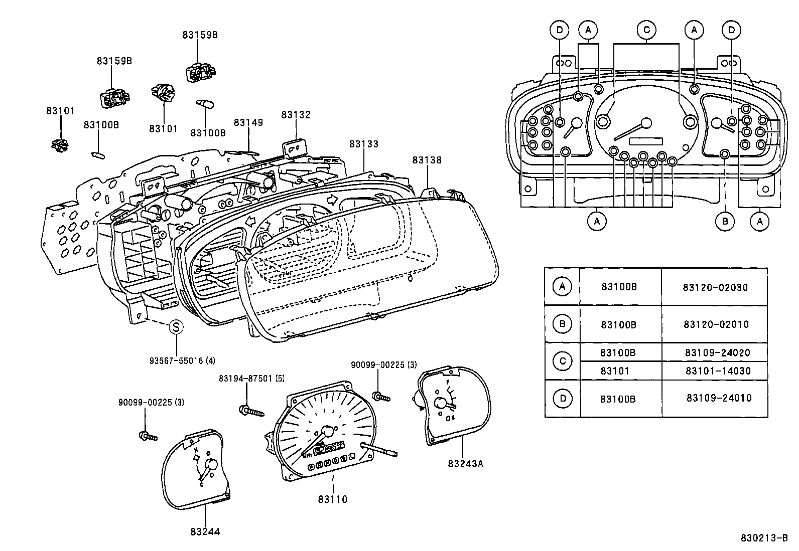 Toyota 83220-08070 SPEEDOMETER ASSY