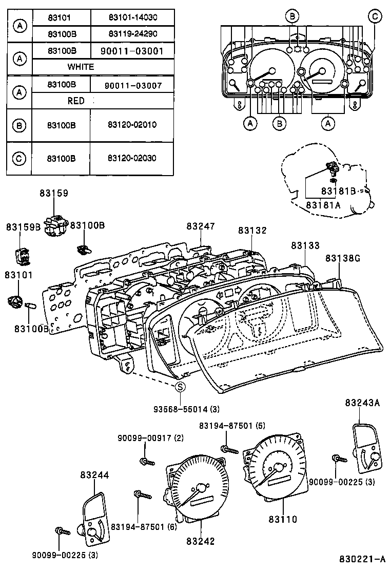 Toyota 90011-03007 BULB, COMBINATION METER, NO.1