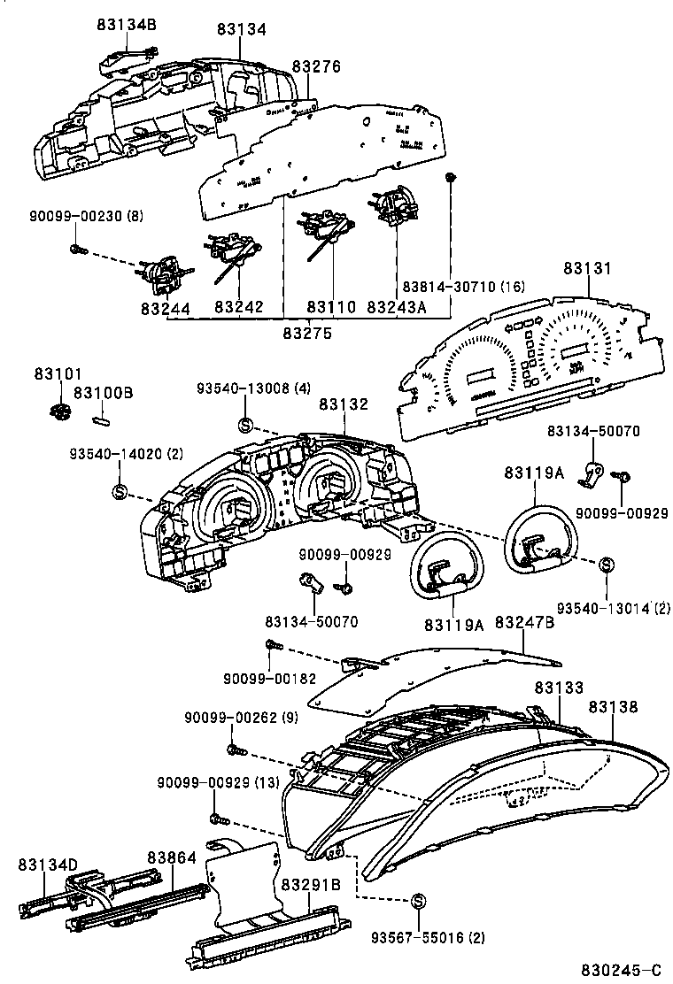 Toyota 83134-50350 COVER, COMBINATION METER, NO.1