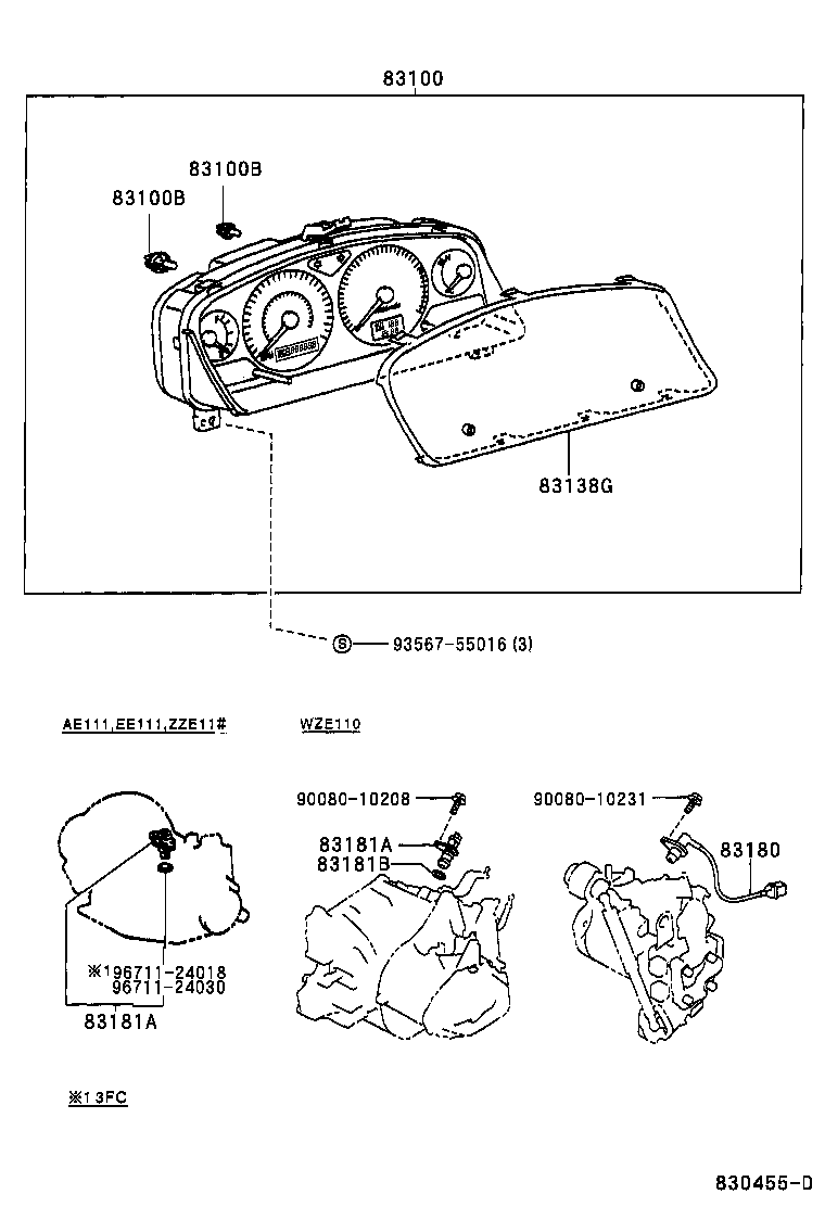 83811-12640 PLATE, COMBINATION METER, NO.1 product image