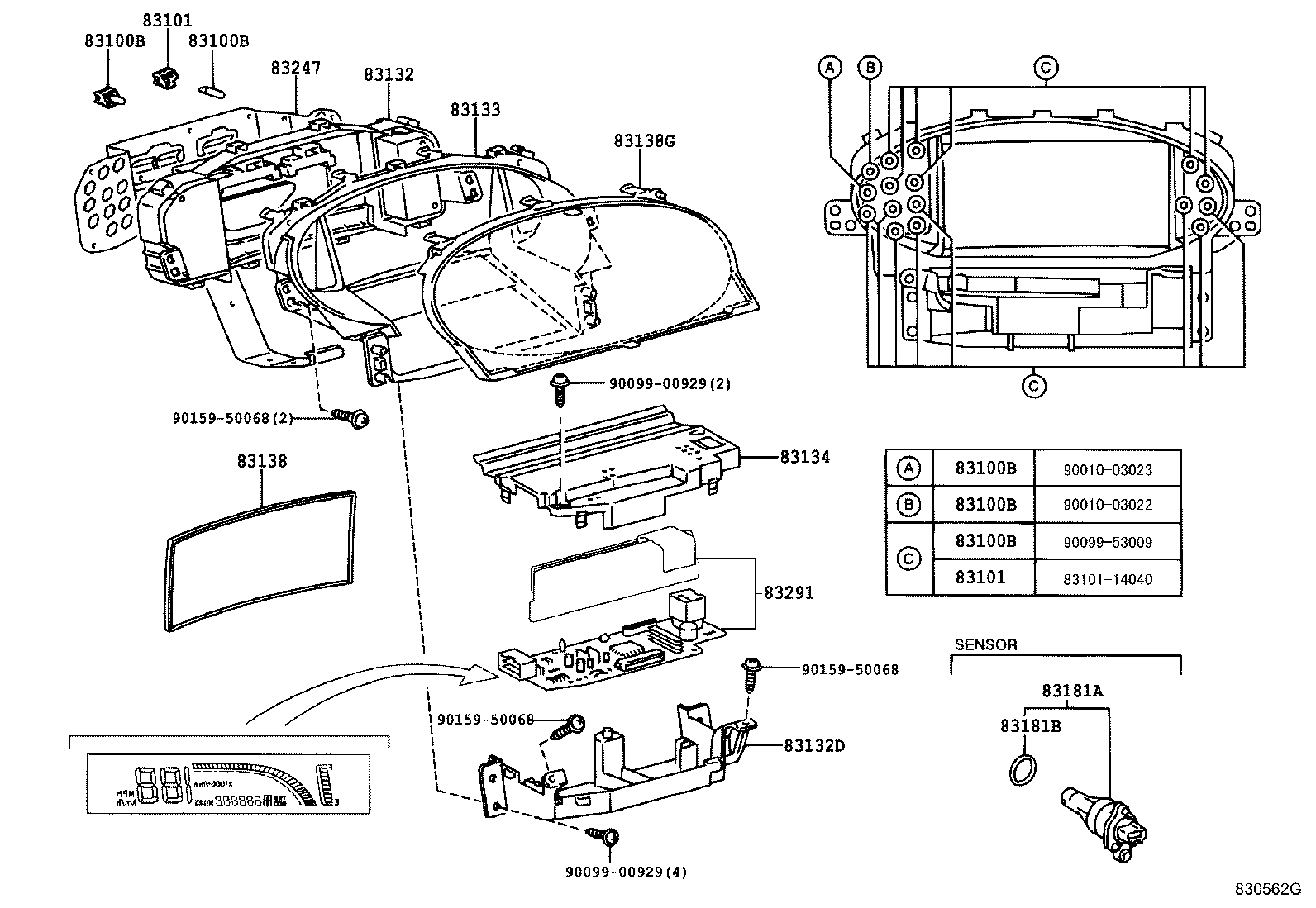 83221-52090 SPEEDOMETER ASSY product image