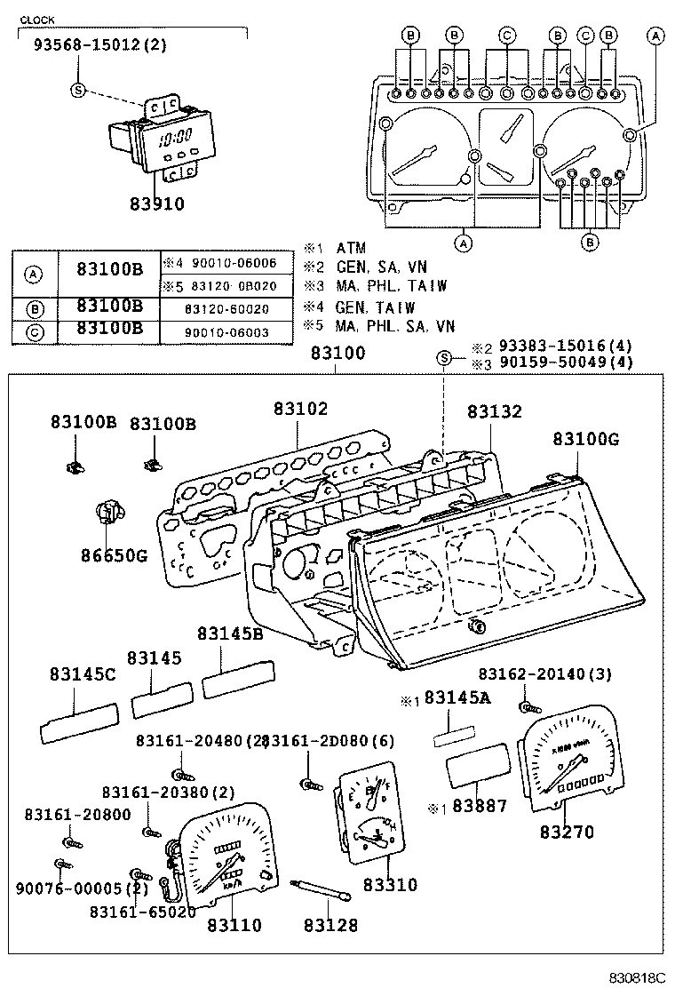 83120-0B010 BULB, COMBINATION METER, NO.1 product image