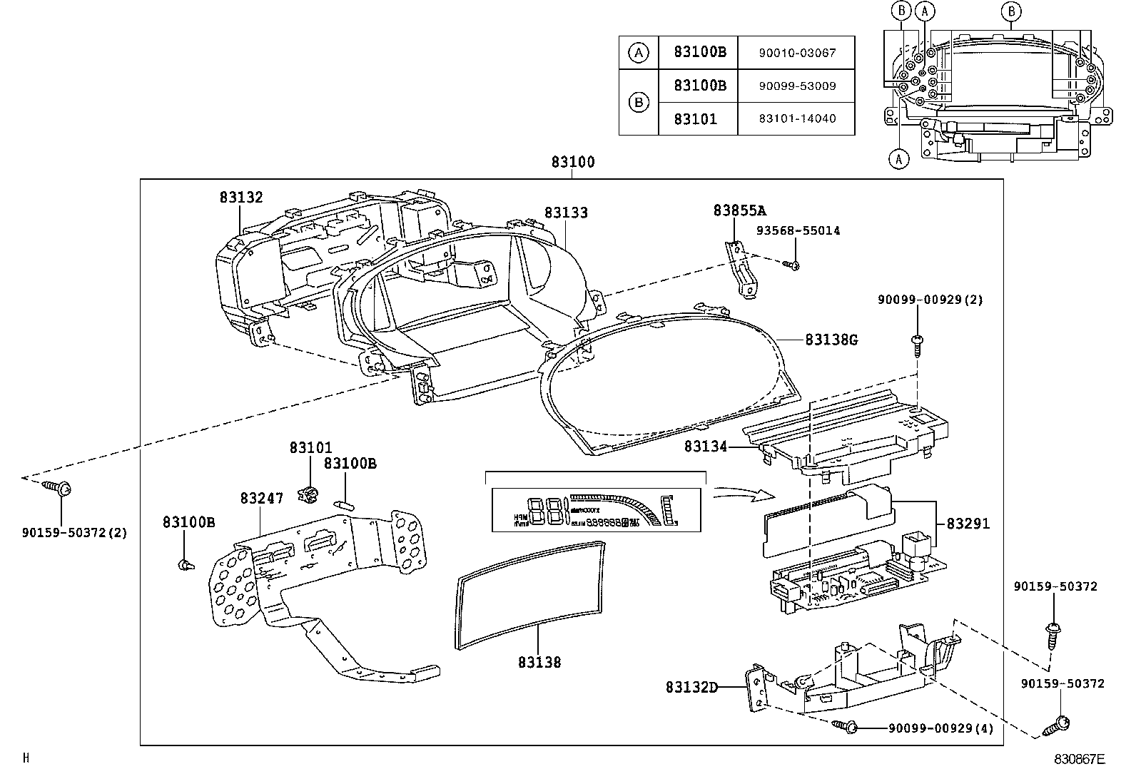 83841-0D830 CASE, COMBINATION METER product image