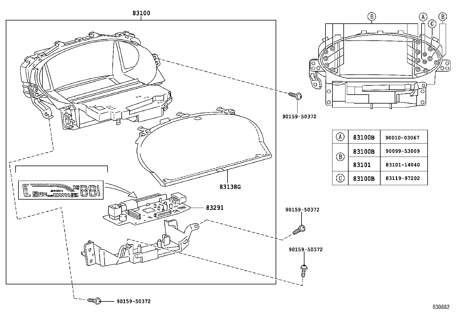 83841-0D830 CASE, COMBINATION METER product image