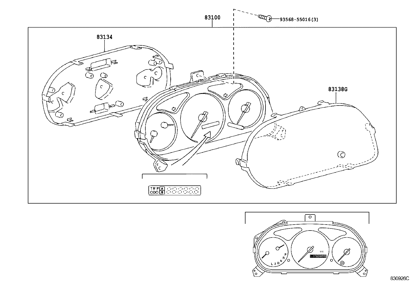 83852-25370 GLASS, COMBINATION METER product image