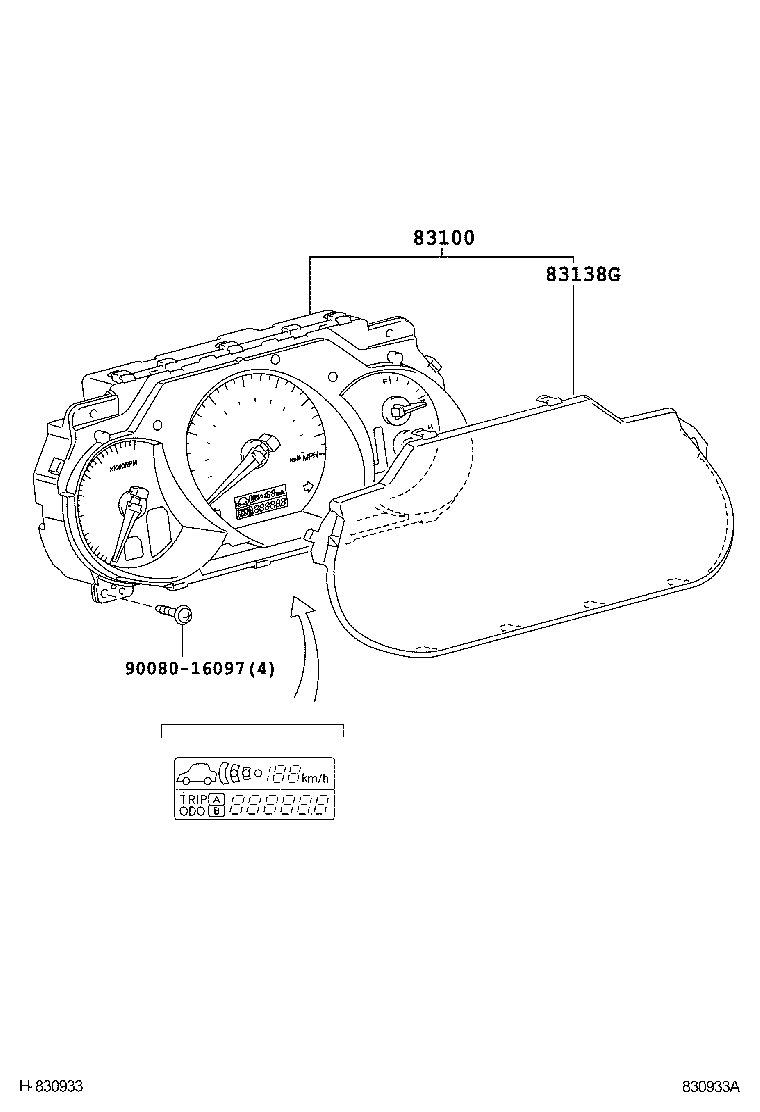 Toyota 83800-0E080 METER ASSY, COMBINATION