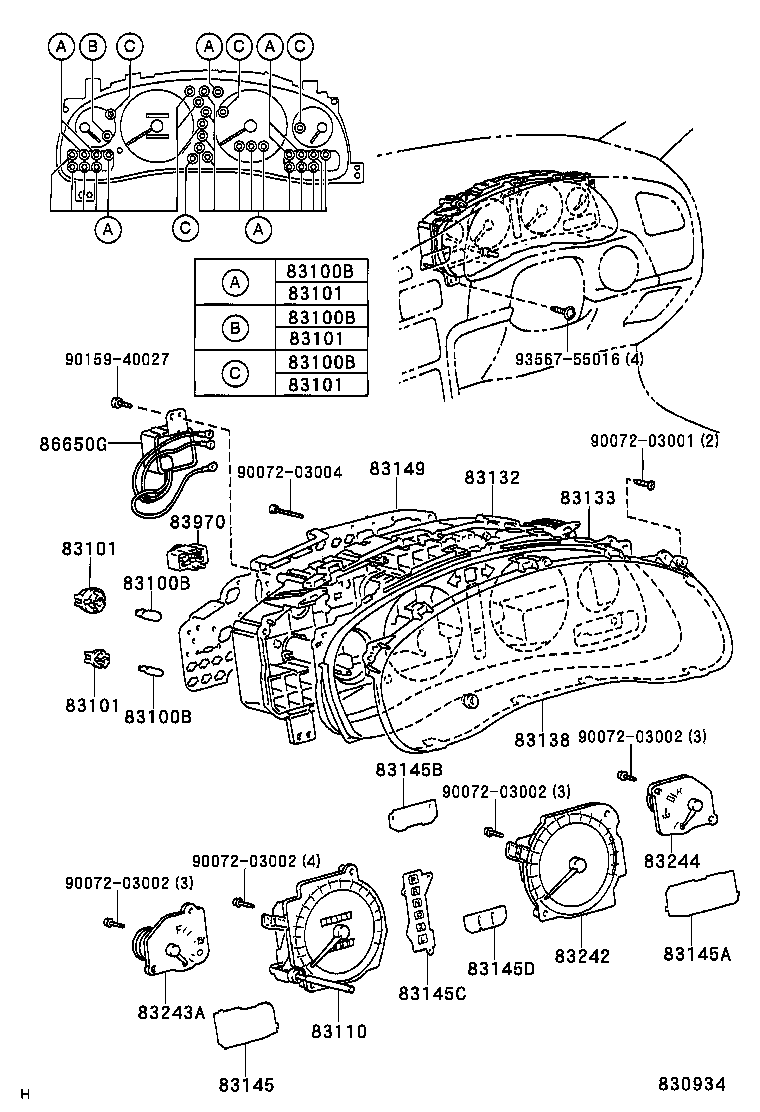 83881-20340 TACHOMETER ASSY, ENGINE product image