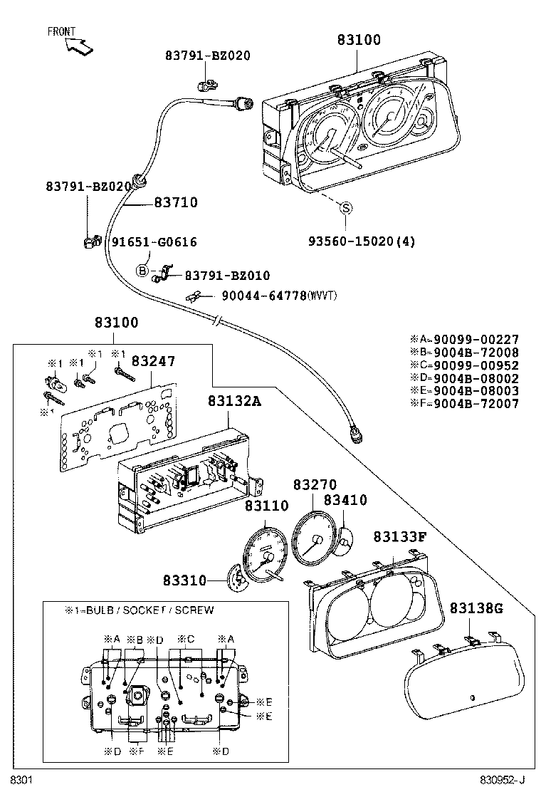 Toyota 83852-BZ030 GLASS, COMBINATION METER