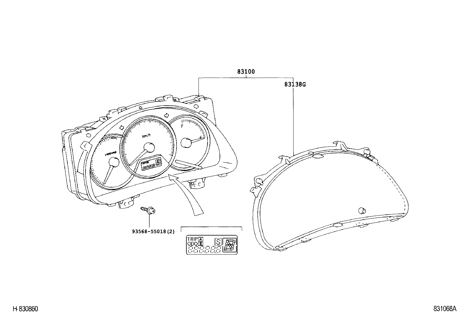 83852-68040 GLASS, COMBINATION METER product image