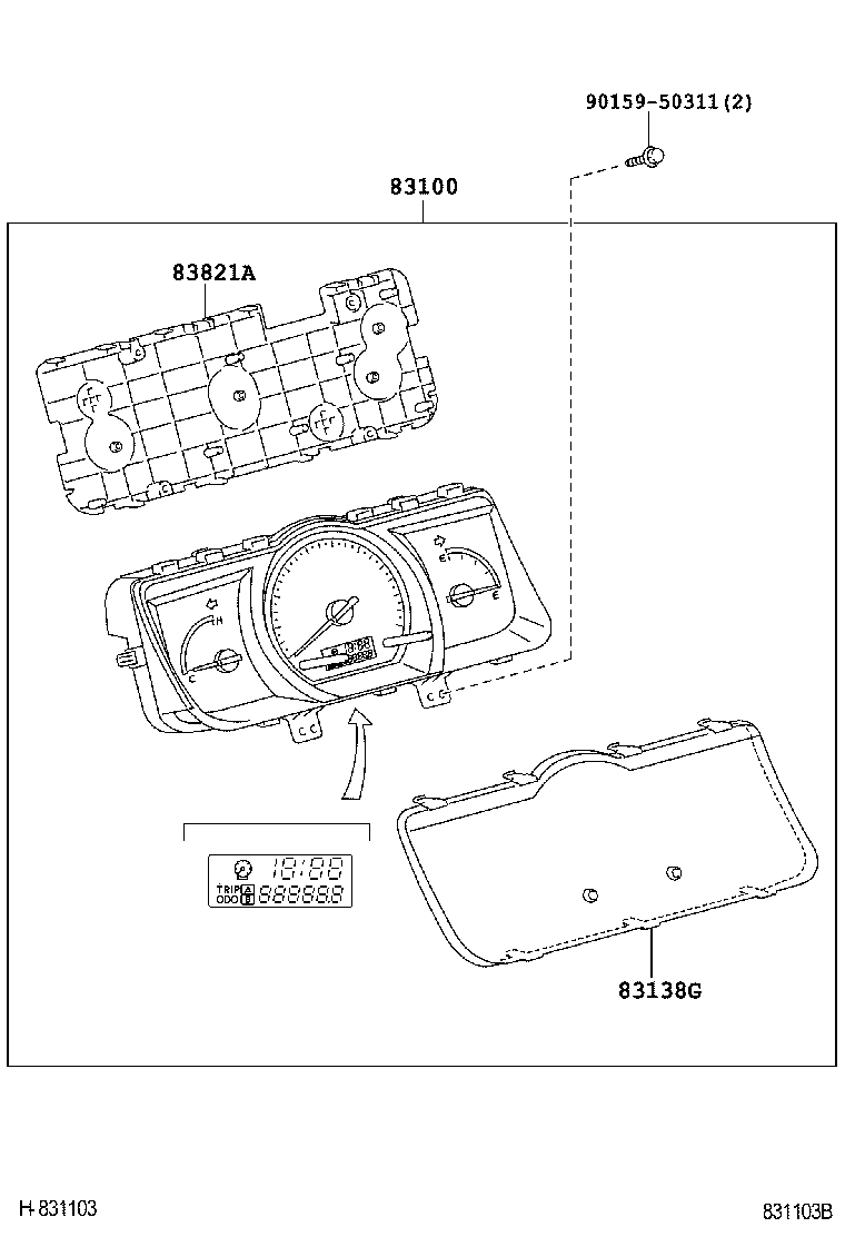 Toyota 83800-26B50 METER ASSY, COMBINATION